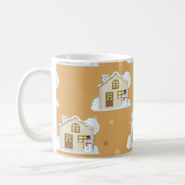 Weihnachts-Haus-Muster - brauner Hintergrund Kaffeetasse