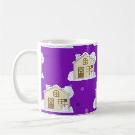 Weihnachts-Haus-Muster - Lila Hintergrund Kaffeetasse