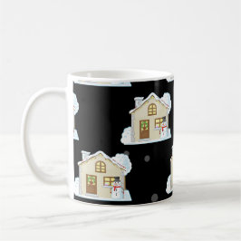 Weihnachts-Haus-Muster - Schwarzer Hintergrund Kaffeetasse
