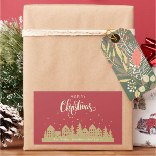 Weihnachts-Haus Red Retro Realtor Personalisiert Rechteckiger Aufkleber
