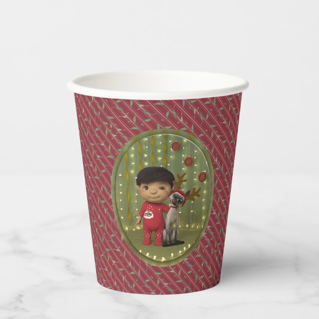 Weihnachts-Haustier-Freund-Papierbecher Pappbecher (Vorderseite)