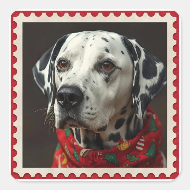 Weihnachts-Haustier  Quadratischer Aufkleber (Vorderseite)