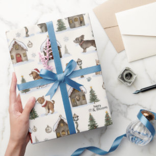 Weihnachts-Haustierdorf Hunde & Katzen Geschenkpap Geschenkpapier