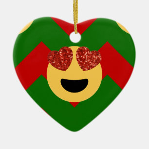 Weihnachts-Heart-Eye-Emoticon Keramik Ornament