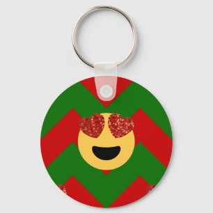 Weihnachts-Heart-Eye-Emoticon Schlüsselanhänger