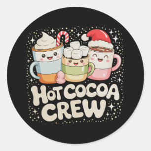 Weihnachts-Heiße-Kakao-Crew Weihnachten-Feiertag-F Runder Aufkleber