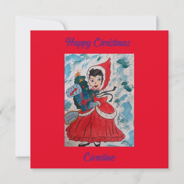 Weihnachts-Helfer-Flat Weihnachtskarte Karte (Vorderseite)