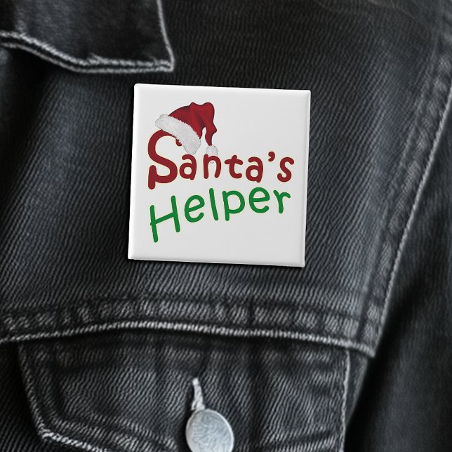 Weihnachts-Helferhut-Typografie Niedlich Button (Christmas Santa's Helper Hat Typography Cute Pinback Button)
