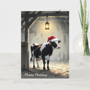 Weihnachts-Hereford-Kuh im Scheunentor Karte