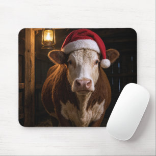 Weihnachts-Hereford-Kuh im Stall Mousepad
