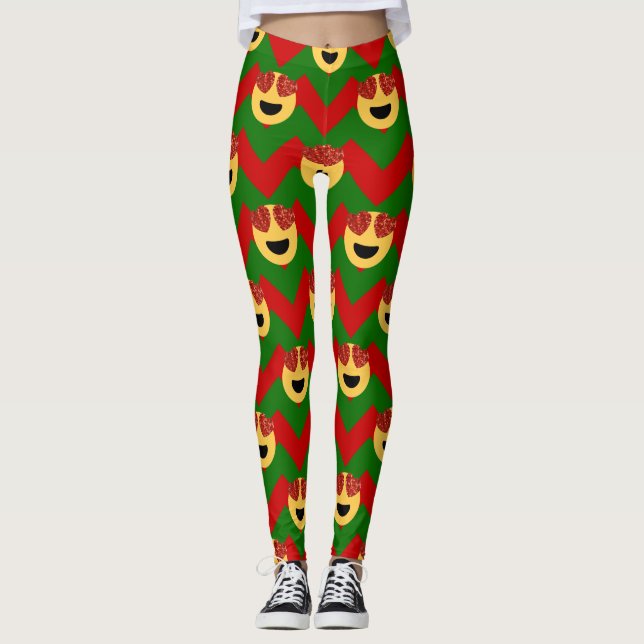 Weihnachts-Herz-Emoji-Weihnachten-Leggings Leggings (Vorderseite)