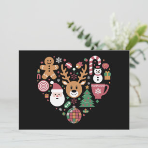 Weihnachts-Herz-Liebe-Icons Feiertage Xmas Santa Feiertagskarte
