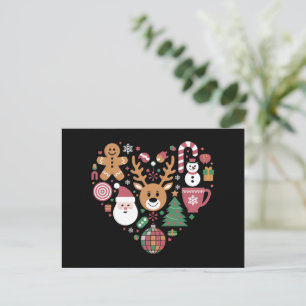 Weihnachts-Herz-Liebe-Icons Feiertage Xmas Santa Feiertagspostkarte