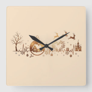 Weihnachts-Herzschlag-Feiertagsdesign Quadratische Wanduhr
