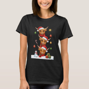 Weihnachts Highland Kuh Kinder Santa Hut Lustig Ho T-Shirt