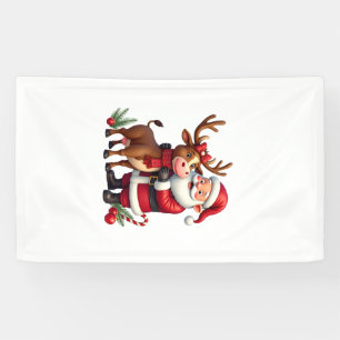 Weihnachts Highland-Kuh mit Santa Schottland Vinta Banner