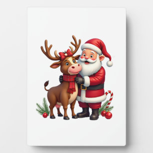 Weihnachts Highland-Kuh mit Santa Schottland Vinta Fotoplatte