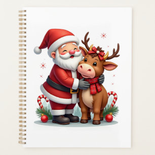 Weihnachts Highland-Kuh mit Santa Schottland Vinta Planer