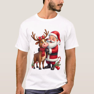 Weihnachts Highland Kuh mit Santa Schottland Vinta T-Shirt