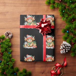 Weihnachts Highland-Kuh Süße Färse Mooey Weihnacht Geschenkpapier