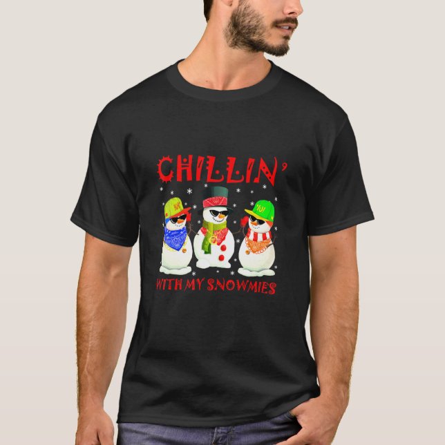 Weihnachts-Hip Hop Musik Snowman Chillin mit meine T-Shirt (Vorderseite)