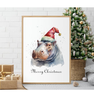 Weihnachts-Hippo, anpassbar Poster