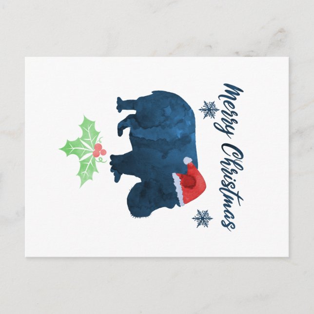Weihnachts-Hippo Postkarte (Vorderseite)
