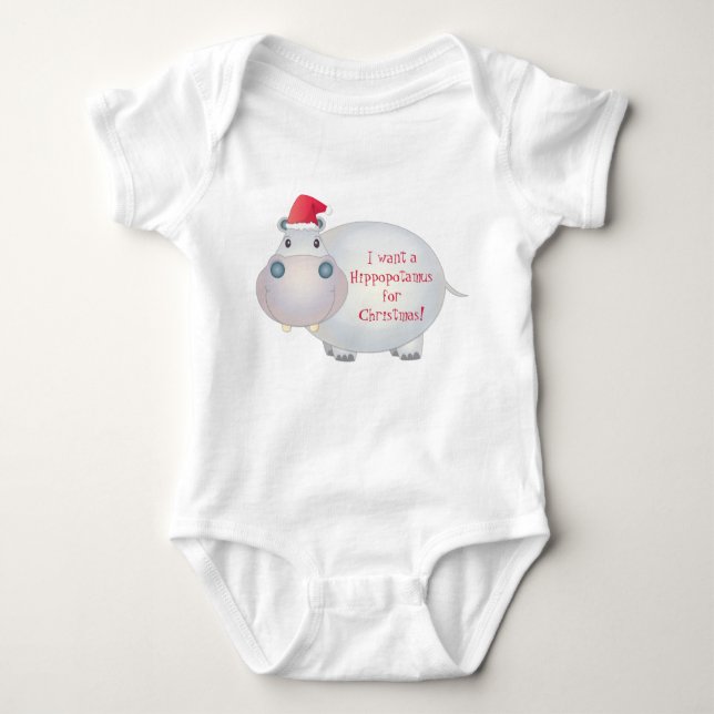 Weihnachts Hippopotamus Baby Shirt (Vorderseite)