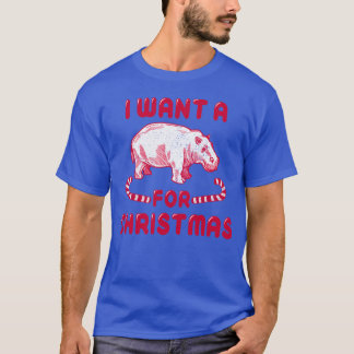 Weihnachts-Hippopotamus Vintage Retro Weihnachts-F T-Shirt