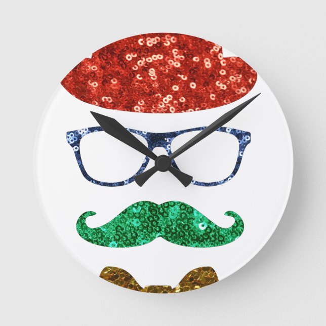 Weihnachts-Hipster Runde Wanduhr (Vorderseite)