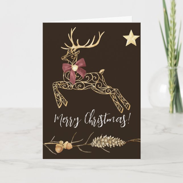 Weihnachts-Hirsch-Grußkarte Karte (Vorderseite)