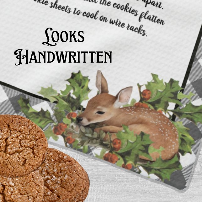 Weihnachts Hirsch Heilige Rezept Keepake Grau Kari Geschirrtuch (Von Creator hochgeladen)