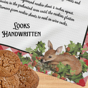 Weihnachts Hirsch Heilige Rezept Keepake Rot Karie Geschirrtuch