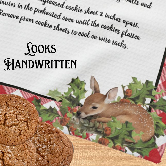 Weihnachts Hirsch Heilige Rezept Keepake Rot Karie Geschirrtuch (Von Creator hochgeladen)