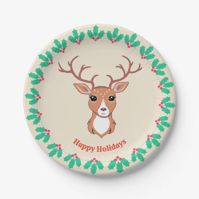 Weihnachts-Hirsch-Papierteller Pappteller (Vorderseite)
