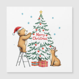 Weihnachts-Hirsche und Bären Magnetkarte