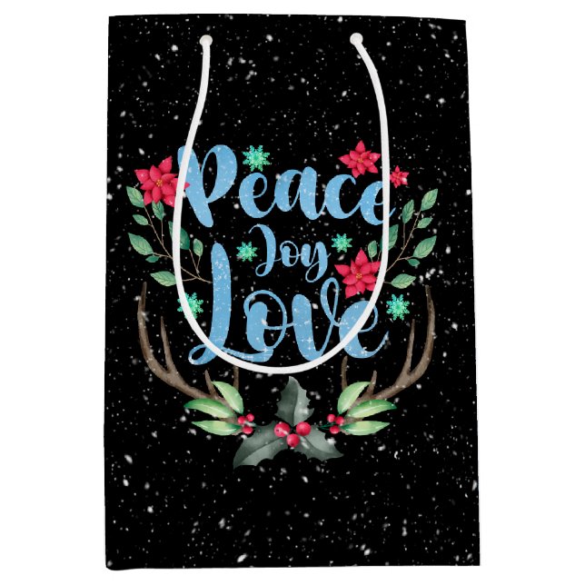 Weihnachts-Hirschliebling in Schneeflocken Mittlere Geschenktüte (Vorderseite)