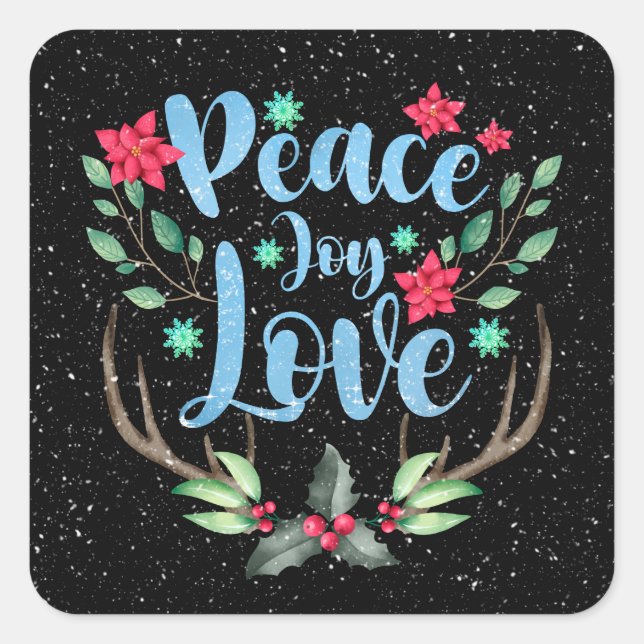 Weihnachts-Hirschliebling in Schneeflocken Quadratischer Aufkleber (Vorderseite)