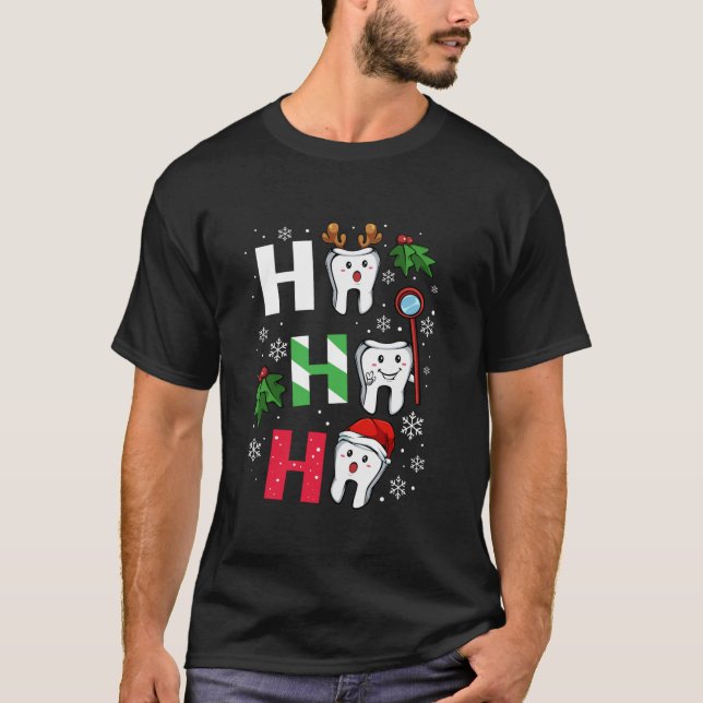 Weihnachts-Ho Ho Ho Teeth Dental Student Me T-Shirt (Vorderseite)