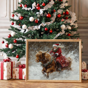Weihnachts-Hochlandkuh Frau Claus Decoupage Seidenpapier