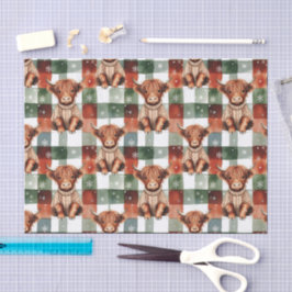 Weihnachts-Hochlandkuh-Pullover Festlich Rot Grün Seidenpapier