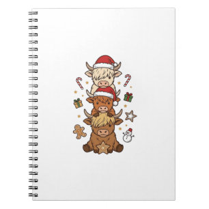 Weihnachts-Hochlandkuh-Stapel Vintage-Stich Des Notizblock
