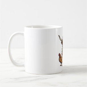 Weihnachts-Hochlandkuh und Hühner Vintage-Stich Kaffeetasse