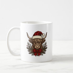 Weihnachts-Hochlandkuh-Vintage-Stich-Design_1 Kaffeetasse