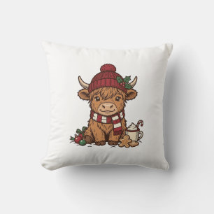 Weihnachts-Hochlandkuh Vintage-Stich-Design_1 Kissen