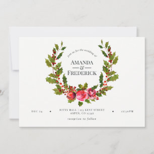 Weihnachts-Hochzeit Blumenheilige und Ivy Einladun Einladung