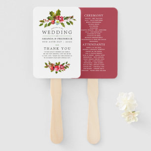Weihnachts-Hochzeit Floral-Holly-Aquarellprogramm Fächer