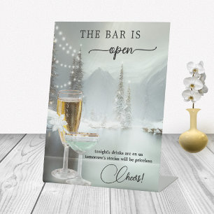 Weihnachts Hochzeit Open Bar Tabletop Unterschreib Sockelschild
