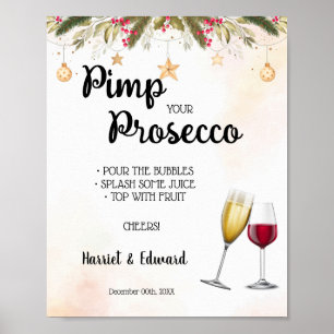 Weihnachts Hochzeit Pimp Ihr Prosecco-Zeichen Poster