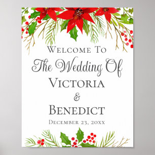 Weihnachts-Hochzeit Poinsettia Personalisiert Poster